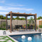 PURPLE LEAF Outdoor Retractable Pergola with Sun Shade Canopy In Natural Wood Grain Frame With Curtains