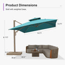 PURPLE LEAF Champagne Gold Cantilever Patio Umbrella with Base, Provence Series