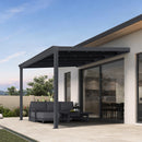 PURPLE LEAF Wall Mounted Gazebo with Gray Polycarbonate Roof Aluminum Frame Patio Cover for Porch