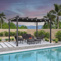 PURPLE LEAF Outdoor Pergola with Retractable Canopy Aluminum Shelter for Beach Porch Garden  Shade Pavilion Pergola  with Lights