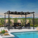 PURPLE LEAF Outdoor Retractable Pergola with Sun Shade Canopy Patio Aluminum Pergola With Lights