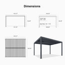 PURPLE LEAF Athena Louvered Pergola Grey Outdoor Aluminum Pergola with Roller Blind Adjustable Gazebo for Patio Deck Garden