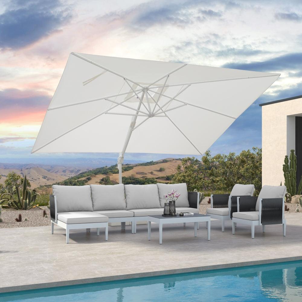 PURPLE LEAF Modern White Outdoor Umbrella Premium Cantilever Umbrellas