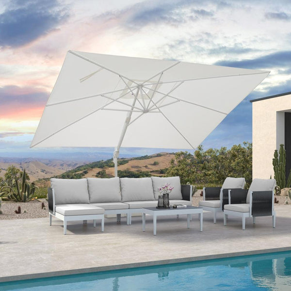 PURPLE LEAF Modern White Outdoor Umbrella Premium Cantilever Umbrellas