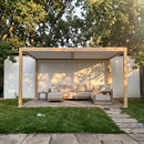 PURPLE LEAF Caesar Louvered Pergola Outdoor Wood Grain Aluminum Pergola with Adjustable Roof Patio Hardtop Gazebo for Backyard Garden