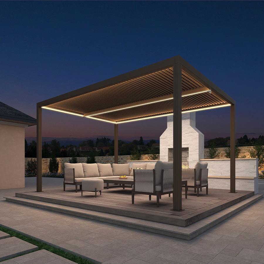 PURPLE LEAF Athena Louvered Pergola Bronze Outdoor Aluminum Pergola wi