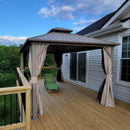 PURPLE LEAF Outdoor Hardtop Gazebo Champagne Metal Frame Galvanized Steel Double Roof with Curtains and Netting for Poolside