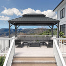 PURPLE LEAF Patio Gazebo for Backyard Grey Hardtop Galvanized Steel Roof Awning（not include curtains）