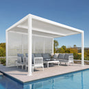 PURPLE LEAF Athena Louvered Pergola white Outdoor Aluminum Pergola with Shutter Wall Adjustable Gazebo Rainproof for Patio Deck Garden