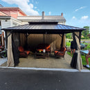 PURPLE LEAF  Outdoor Hardtop Gazebo Bronze Metal Frame Galvanized Steel Double Roof with Lights-clear