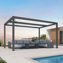 PURPLE LEAF Louvered Pergola Modern Grey Pergola with White Roof for Deck Backyard Garden
