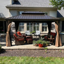 PURPLE LEAF Outdoor Hardtop Gazebo for Garden Bronze Double Roof Aluminum Frame Pavilion
