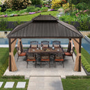 PURPLE LEAF Outdoor Hardtop Gazebo for Garden Bronze Double Roof Aluminum Frame Pavilion