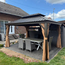 PURPLE LEAF Outdoor Hardtop Gazebo for Garden Bronze Double Roof Aluminum Frame Pavilion