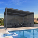 PURPLELEAF Outdoor Grey Solid Color Roller Blinds for Louvered Pergolas, Thermal Insulated, UV & Waterproof Fabric, Privacy Protection, Easy Installation