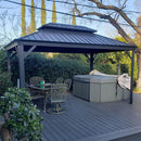 PURPLE LEAF Patio Gazebo for Backyard Grey Hardtop Galvanized Steel Roof Awning（not include curtains）