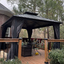 PURPLE LEAF Grey Hardtop Gazebo with Heavy Duty Galvanized Steel Double Roof with Netting and Curtains