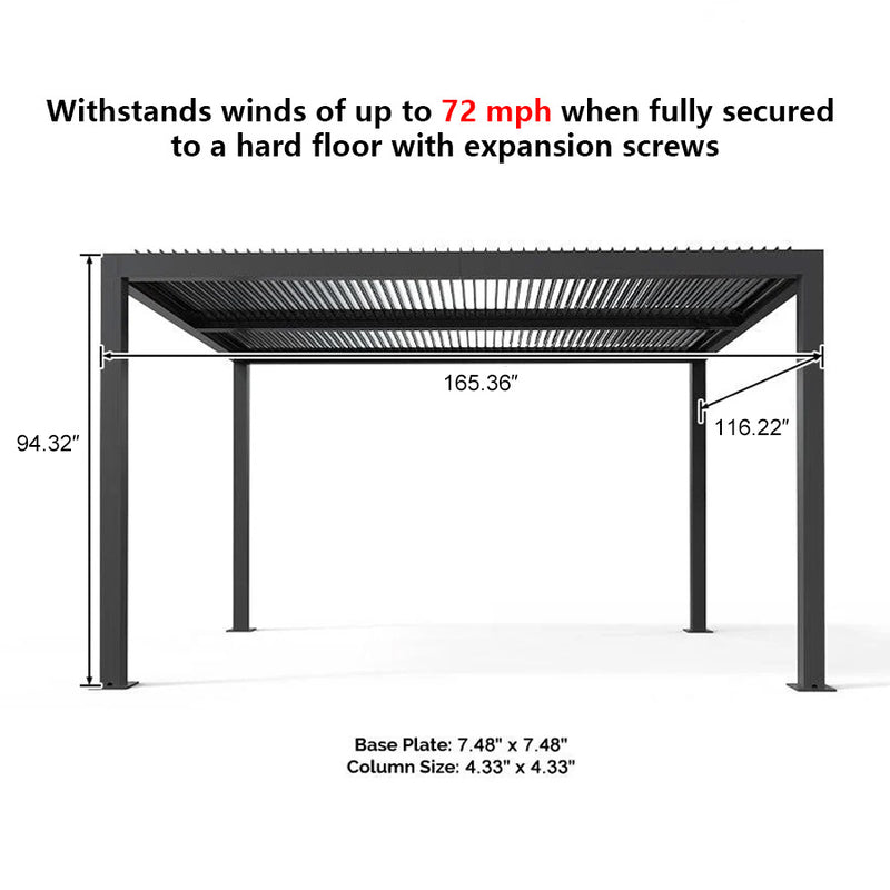 PURPLE LEAF Louvered Pergola Outdoor Aluminum Pergola with Adjustable Roof for Deck Backyard Garden Hardtop Gazebo