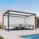 PURPLE LEAF Athena Louvered Pergola Grey Outdoor Aluminum Pergola with Shutter Wall Adjustable Gazebo Rainproof for Patio Deck Garden