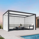 PURPLE LEAF Athena Louvered Pergola Grey Outdoor Aluminum Pergola with Shutter Wall Adjustable Gazebo Rainproof for Patio Deck Garden