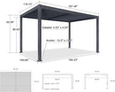 PURPLE LEAF Louvered Pergola 10' x 14' Outdoor Aluminum Pergola with Adjustable Roof for Deck Backyard Garden Grey Hardtop Gazebo