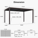PURPLE LEAF Louvered Pergola Outdoor Adjustable Louvre Shade Modern Patio Aluminum Pergola with  Yellow Lights