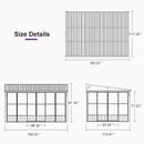 PURPLE LEAF Wall Mounted Sunroom Galvanized Steel Sloped Roof Lean-to Enclosed Aluminum Grey Frame Wood Grain Columns for Outdoor Home Extension