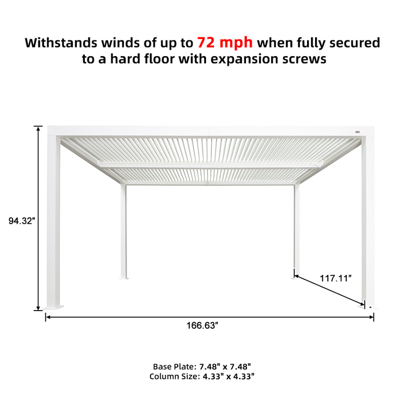 PURPLE LEAF Louvered Pergola Modern White Pergola with Adjustable Roof for Deck Backyard Garden