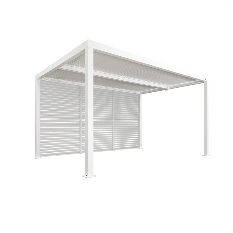 PURPLE LEAF Louvered Pergola white Outdoor Aluminum Pergola with Shutter Wall Adjustable Gazebo Rainproof for Patio Deck Garden