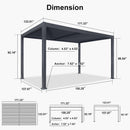PURPLE LEAF Outdoor Louvered Pergola Patio Sun Shade Shelter with Adjustable Hardtop Patio Pergola Grey