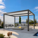 PURPLE LEAF Athena Louvered Pergola Grey Outdoor Aluminum Pergola with Roller Blinds Adjustable Gazebo Rainproof for Patio Deck Garden