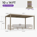 PURPLE LEAF Caesar 10x14 FT aluminum louvered pergola dimensions diagram, 6 packages, champagne.