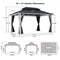 PURPLE LEAF Patio Hardtop Gazebo for Outdoor Grey Galvanized Steel Double Roof White Aluminum Poles with Curtains and Netting