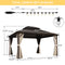 PURPLE LEAF  Outdoor Hardtop Gazebo Bronze Metal Frame Galvanized Steel Double Roof with Lights-clear