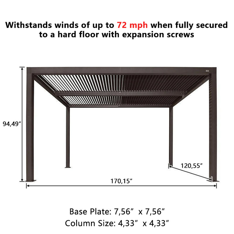 PURPLE LEAF Louvered Pergola Outdoor Aluminum Pergola with Adjustable Roof for Deck Backyard Garden Hardtop Gazebo
