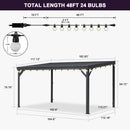 PURPLE LEAF  Outdoor Wall Mounted Hardtop Gazebo Metal Roof Patio Cover with Drainage System Outdoor Living Shelter for Backyard Lounge with Lights-clear