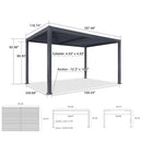 PURPLE LEAF Louvered Pergola 10' x 14' Outdoor Aluminum Pergola with Adjustable Roof for Deck Backyard Garden Grey Hardtop Gazebo