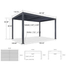 PURPLE LEAF Outdoor Louvered Pergola Patio Sun Shade Shelter with Adjustable Hardtop Patio Pergola Gray Frame White Roof