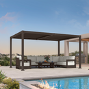 PURPLE LEAF Caesar Solar Louvered Pergola with LED Strip Lights and Control Panel Aluminum Outdoor Pergola with Adjustable Roof for Patio Deck Garden Yard Bronze