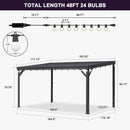 PURPLE LEAF  Outdoor Wall Mounted Hardtop Gazebo Metal Roof Patio Cover with Drainage System Outdoor Living Shelter for Backyard Lounge with Lights-milky