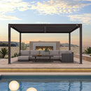 PURPLE LEAF Caesar Solar Louvered Pergola with LED Strip Lights and Control Panel Aluminum Outdoor Pergola with Adjustable Roof for Patio Deck Garden Yard Bronze