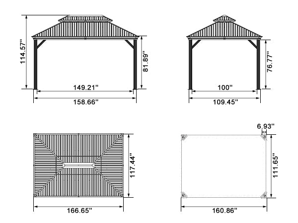 Hardtop Patio Gazebo | Galvanized Roof, Curtains & Lights