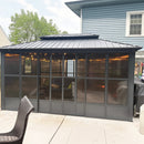 PURPLE LEAF Sunroom Hardtop Gazebo Solarium Grey Galvanized Steel Double Roof  All-Weather Aluminum Outdoor Screen House