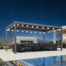 PURPLE LEAF Caesar Louvered Pergola with Yellow String Lights Patio Aluminum Pergola with Independent Adjustable Rainproof Roof Hardtop Pergola for Outdoor Deck Garden Yard