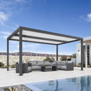 PURPLE LEAF Louvered Pergola Modern Grey Pergola with White Roof for Deck Backyard Garden