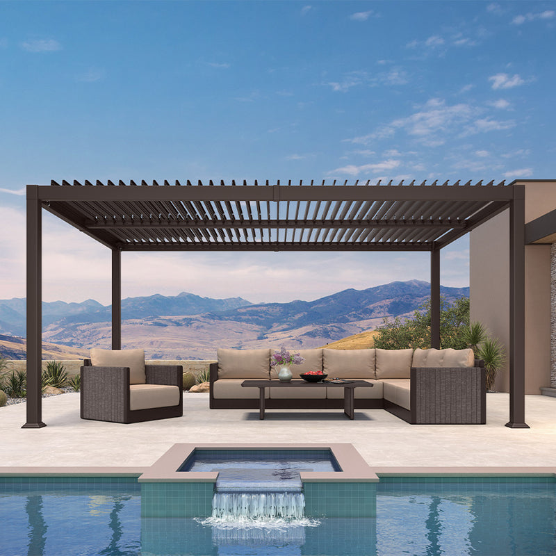 PURPLE LEAF Louvered Pergola Outdoor Adjustable Roof Modern Patio Aluminum Pergola for Deck Backyard Garden Hardtop Gazebo