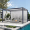 PURPLE LEAF Louvered Pergola Grey Outdoor Aluminum Pergola with Shutter Wall Adjustable Gazebo Rainproof for Patio Deck Garden