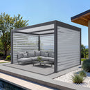 PURPLE LEAF Athena Louvered Pergola Grey Outdoor Aluminum Pergola with Roller Blinds Adjustable Gazebo Rainproof for Patio Deck Garden