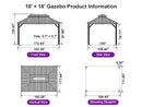 PURPLE LEAF Hardtop Gazebo for Patio Wood Grain Aluminum Frame Awning with Reinforcement Support Rod