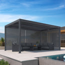 PURPLELEAF Outdoor Grey Solid Color Roller Blinds for Louvered Pergolas, Thermal Insulated, UV & Waterproof Fabric, Privacy Protection, Easy Installation